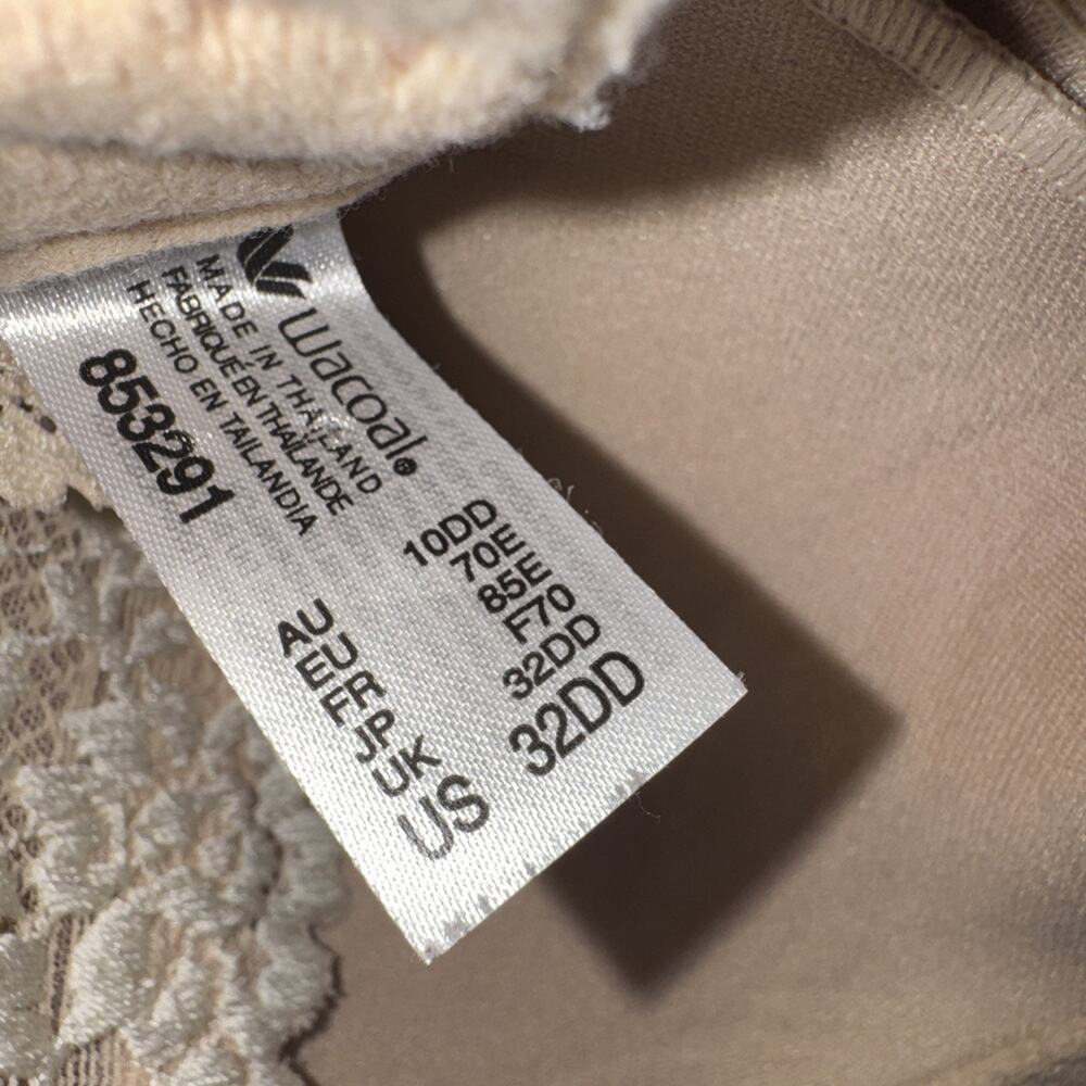 Wacoal Embrace Floral Lace Contour Bra 32DD Beige Style 853291 Underwire - Picture 13 of 13